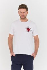 AERONAUTICA MILITARE Biały t-shirt M.C. Białe t-shirty męskie Aeronautica Militare, l, bez wzorów, bez kołnierzyka, bez ramiączek. W wyprzedaży za 179.99 zł.