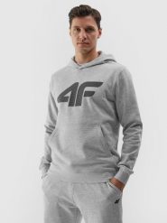 4F Bluza dresowa nierozpinana z kapturem męska - szara XL. Szare bluzy męskie 4F, m, bez wzorów, z bawełny, sportowe, bez ramiączek, z kapturem. W wyprzedaży za 119.99 zł.
