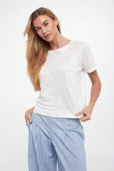 T-shirt damski lniany SPORTALM. T-shirty damskie Sportalm, bez wzorów, ze lnu, bez kołnierzyka, bez ramiączek. Za 839.00 zł.