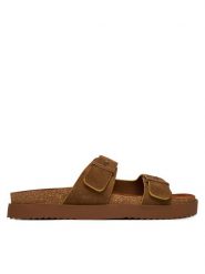 Tommy Hilfiger Klapki Cork Adjustable Suede Sandal FM0FM05869 Brązowy. Brązowe klapki męskie Tommy Hilfiger, bez wzorów, ze skóry, bez zapięcia. Za 409.99 zł.