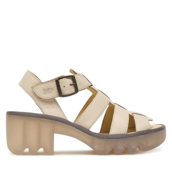 Sandały Fly London. Białe sandały damskie Fly London, bez wzorów, bez obcasa, na słupku, bez zapięcia. Za 347.99 zł.