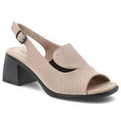 Sandały damskie Vinceza, cholewka ze skóry naturalnej licowej odkryty przód elegancki fason stabilny obcas, beżowe, 66920. Brązowe sandały damskie VINCEZA, bez wzorów, ze skóry, bez obcasa, na obcasie, bez zapięcia. Za 159.00 zł.