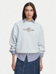 Tommy Hilfiger Bluza Crest Embroidery WW0WW48733 Niebieski jasny Relaxed Fit. Niebieskie bluzy damskie Tommy Hilfiger, s, bez wzorów, z bawełny, bez ramiączek, bez kaptura. Za 529.99 zł.