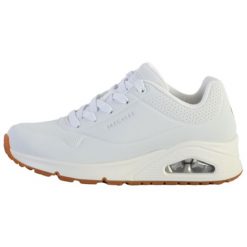 Buty sportowe Sneakersy damskie, Uno-Stand on Air. Białe obuwie sportowe damskie Skechers, bez wzorów, z materiału, bez zapięcia, trekkingowe. Za 349.99 zł.