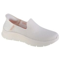 Buty sportowe Sneakersy damskie, Skechers Go Walk Flex - Relish Slip-ins. Białe obuwie sportowe damskie Skechers, bez wzorów, bez zapięcia, trekkingowe. Za 299.99 zł.