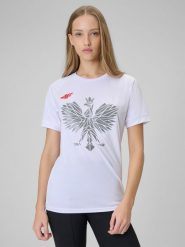 4F Koszulka kibica uniseks - biała L. Białe koszulki sportowe męskie 4F, l, bez wzorów, bez ramiączek. Za 129.99 zł.
