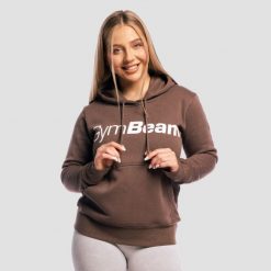 Bluza damska fitness z kapturem Athlete Cocoa. Bluzy damskie GYMBEAM, xl, bez wzorów, z bawełny, klasyczne, bez ramiączek, z kapturem. Za 83.90 zł.