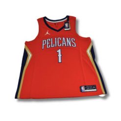 Koszulka Air Jordan New Orleans Pelicans Swingman Jersey Zion Williamson Edition. Czerwone bluzki damskie Jordan, bez wzorów, z jersey, sportowe, bez kołnierzyka, bez ramiączek. Za 299.00 zł.