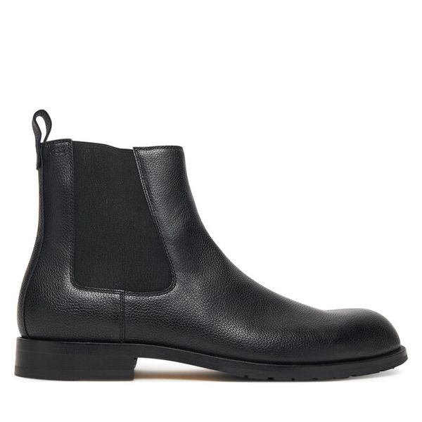 Sztyblety BOSS. Czarne botki męskie Boss, bez wzorów, bez obcasa, bez zapięcia. Za 729.99 zł.