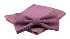 Mucha Męska z Poszetką, Pomarańczowo-Chabrowa, Wzór Geometryczny - Alties. Niebieskie krawaty i muchy Alties, bez wzorów, eleganckie. Za 54.00 zł.