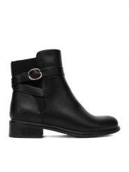 DeeZee Botki HX20207-287 Czarny. Czarne botki damskie DeeZee, bez wzorów, z materiału, bez obcasa, na płaskiej podeszwie, bez zapięcia. Za 179.99 zł.