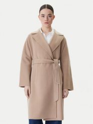 Weekend Max Mara Płaszcz wełniany Civada 2615011011 Beżowy Regular Fit. Brązowe płaszcze damskie Weekend Max Mara, na zimę, bez wzorów, z wełny, bez kołnierzyka, bez kaptura. Za 2,689.00 zł.