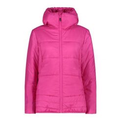 Kurtka puchowa damska z odpinanym kapturem CMP. Niebieskie kurtki sportowe damskie CMP, bez wzorów, z materiału, bez ramiączek, z kapturem, trekkingowe, primaloft. Za 491.65 zł.