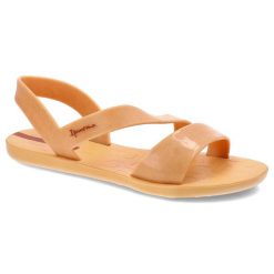 Pomarańczowe Sandały Ipanema Modne Wodoodporne Obuwie Damskie. Brązowe sandały damskie Ipanema, bez wzorów, z materiału, bez obcasa, bez zapięcia. Za 139.00 zł.