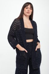 Kardigan damski ażurowy JOSEPH RIBKOFF. Kardigany damskie Joseph Ribkoff, s, w ażurowe wzory, bez kołnierzyka. Za 919.00 zł.