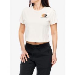 Koszulka z nadrukiem damska Black Diamond Faded Crop SS Tee. Brązowe koszulki sportowe damskie Black Diamond, bez wzorów, bez ramiączek. Za 125.99 zł.