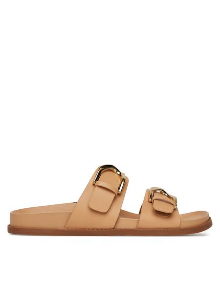 DeeZee Klapki 3Y8431-56 Beżowy. Brązowe klapki damskie DeeZee, bez wzorów, z materiału, bez obcasa, bez zapięcia. Za 119.99 zł.