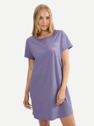 Triumph Koszula nocna 10221117 Fioletowy Relaxed Fit. Fioletowe koszule nocne damskie Triumph, bez wzorów, z bawełny, bez ramiączek. Za 89.99 zł.