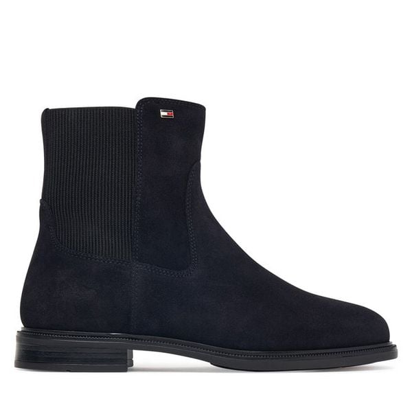 Sztyblety Tommy Hilfiger. Niebieskie botki damskie Tommy Hilfiger, bez wzorów, bez obcasa, na płaskiej podeszwie, bez zapięcia. Za 649.99 zł.