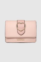 VALENTINO Różowa torebka z sercem sery satchel. Czerwone listonoszki damskie Valentino by Mario Valentino, bez wzorów, bez dodatków. W wyprzedaży za 399.99 zł.