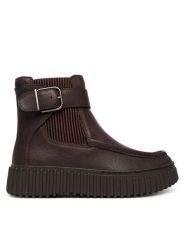 Clarks Botki Torhill Buckle 26327987 Brązowy. Brązowe botki damskie Clarks, bez wzorów, ze skóry, bez obcasa, na płaskiej podeszwie, bez zapięcia. Za 569.99 zł.