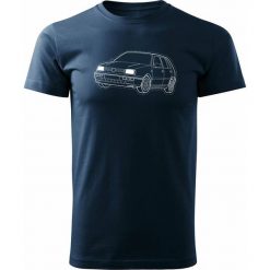 Topslang Koszulka VW Golf 3 z samochodem Golf 3 męska granatowa REGULAR r. L. Swetry męskie Topslang, l, bez wzorów, bez kołnierzyka, bez ramiączek. Za 99.90 zł.