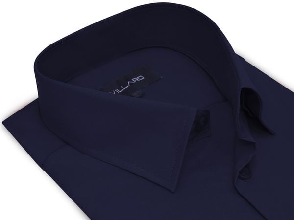 Granatowa gładka koszula męska z długim rękawem 03L. Koszule męskie Mmer / Villaro - Koszule męskie, l, bez wzorów, z bawełny, casualowe, bez kołnierzyka, bez ramiączek. W wyprzedaży za 148.50 zł.