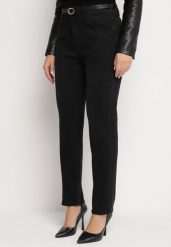 Czarne Jeansy z Wiskozą o Kroju Mom Fit z Wysokim Stanem i Dodatkowym Paskiem Senilin. Czarne jeansy damskie Born2be, z aplikacjami, z jeansu, eleganckie, z podwyższonym stanem. Za 109.99 zł.