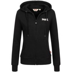 Damska bluza z kapturem zapinana na zamek Lonsdale Calder Vale. Czarne bluzy damskie Lonsdale, xl, bez wzorów, z materiału, sportowe, bez ramiączek, z kapturem. Za 228.50 zł.