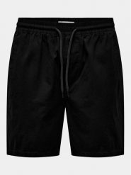 Only & Sons Szorty materiałowe Tel 22027949 Czarny Regular Fit. Czarne szorty męskie Only & Sons, bez wzorów, z bawełny. Za 159.99 zł.
