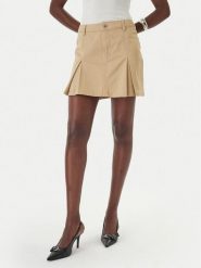 HUGO Spódnica jeansowa Rundale-2_B 50557342 Beżowy Regular Fit. Brązowe spódnice damskie Hugo, bez wzorów, z bawełny. Za 449.99 zł.