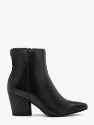 Czarne botki ze skóry licowej na obcasie. Czarne botki damskie Ryłko, bez wzorów, ze skóry, eleganckie, za kostkę, bez obcasa, na obcasie, bez zapięcia. Za 449.99 zł.