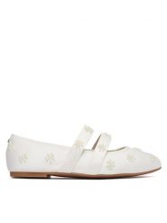 Buffalo Baleriny Dahlia Flower Pearl 1620070 Biały. Białe balerinki damskie Buffalo, bez wzorów, z materiału, bez obcasa, bez zapięcia. Za 349.99 zł.