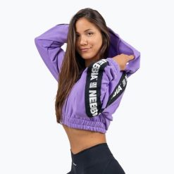 Bluza NEBBIA Crop Hoodie Iconic. Fioletowe bluzy damskie Nebbia, bez wzorów, sportowe, bez ramiączek, bez kaptura. Za 169.99 zł.