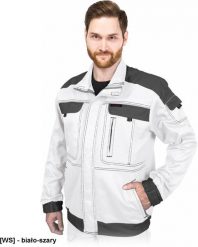Reis - Bluza ochronna CORTON, stójka tkana 100% bawełna 260 g/m2 6 kieszeni elementy odlaskowe biało-szary 4XL. Białe bluzy męskie Reis, m, bez wzorów, z bawełny, bez ramiączek, bez kaptura. Za 134.96 zł.