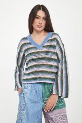 Sweter damski ażurowy lniany Epica WEEKEND MAX MARA. Swetry nierozpinane damskie Weekend Max Mara, l, w ażurowe wzory, ze lnu, bez kołnierzyka, bez ramiączek. Za 1,309.00 zł.