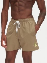 Calvin Klein Swimwear Szorty kąpielowe KM0KM01101 Khaki Regular Fit. Brązowe kąpielówki męskie Calvin Klein Swimwear, bez wzorów, z syntetyku. Za 149.99 zł.
