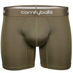 Bokserki termoaktywne Comfyballs Long Performance - olive green. Zielone bokserki męskie NORMANN, bez wzorów. Za 186.01 zł.
