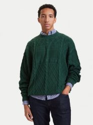 Tommy Jeans Sweter Flag DM0DM23614 Zielony ciemny Relaxed Fit. Zielone swetry męskie Tommy Jeans, l, bez wzorów, z bawełny, bez kołnierzyka, bez ramiączek. Za 489.99 zł.