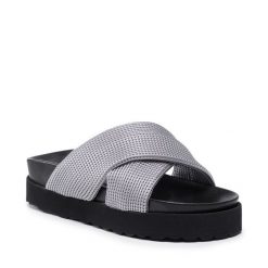 Klapki Eva Minge. Szare klapki damskie Eva Minge, bez wzorów, bez obcasa, bez zapięcia. Za 409.99 zł.