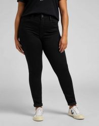 LEE SUPER HIGH SCARLETT DAMSKIE SPODNIE JEANSOWE JEANSY BLACK RINSE L32GSY47 112139922. Czarne jeansy damskie Lee, bez wzorów, z jeansu. Za 239.99 zł.