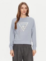 Guess Bluza W5GQ05 KB683 Niebieski Regular Fit. Niebieskie bluzy damskie Guess, s, z aplikacjami, z bawełny, bez ramiączek, bez kaptura. Za 219.99 zł.