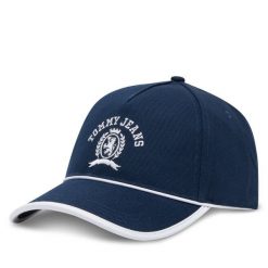 Czapka z daszkiem Tommy Jeans. Niebieskie czapki damskie Tommy Jeans, bez wzorów, z jeansu. Za 89.99 zł.
