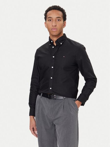 Tommy Hilfiger Koszula Solid Heritage MW0MW35774 Czarny Regular Fit. Czarne koszule męskie Tommy Hilfiger, m, bez wzorów, z bawełny, bez kołnierzyka, bez ramiączek. Za 369.99 zł.