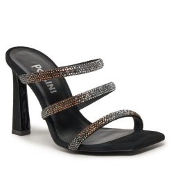 Klapki Pollini. Czarne klapki damskie Pollini, bez wzorów, bez obcasa, bez zapięcia. Za 2,619.00 zł.