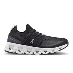 Buty do biegania damskie On Cloudswift 3 W. Czarne obuwie sportowe damskie On, bez wzorów, z materiału, bez zapięcia, do biegania. Za 698.50 zł.