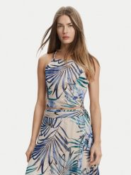 Guess Top W5GH74 WH9Z2 Niebieski Slim Fit. Niebieskie topy damskie Guess, m, z aplikacjami, z wiskozy, bez kołnierzyka, bez ramiączek. Za 179.99 zł.