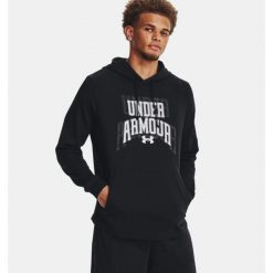 Bluza męska Under Armour Rival Terry Graphic HD. Czarne bluzy męskie Under Armour, m, bez wzorów, sportowe, bez ramiączek, bez kaptura. W wyprzedaży za 229.00 zł.
