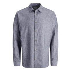 Koszula Jack & Jones letnia mieszanka lnu sprany denim. Koszule męskie Jack&Jones, na lato, bez wzorów, z denimu, bez kołnierzyka, bez ramiączek. Za 190.35 zł.