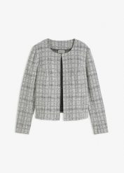 Kardigan z mieszanki bawełny. Czarne kardigany damskie bonprix, bez wzorów, z bawełny, eleganckie, bez kołnierzyka. Za 144.99 zł.